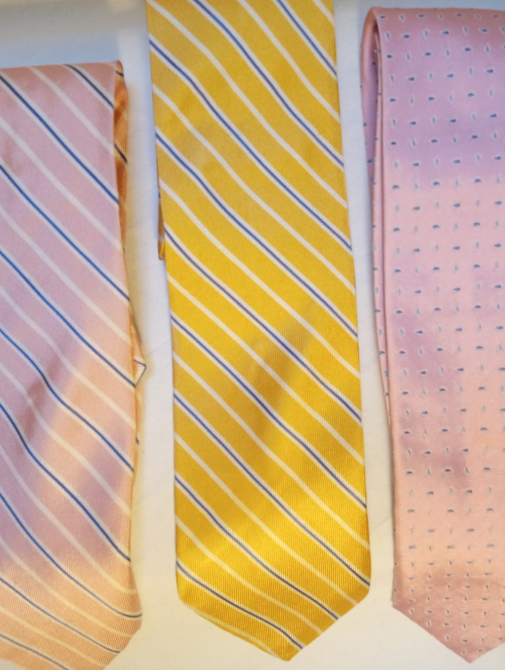 Breuer Yellow And Pink Striped Men's 3  Silk Ties